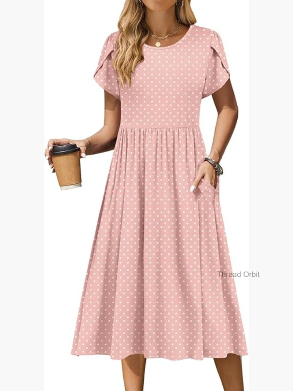 Short Sleeve Midi Dress with Pockets Casual A-Line Flowy T-Shirt Dress